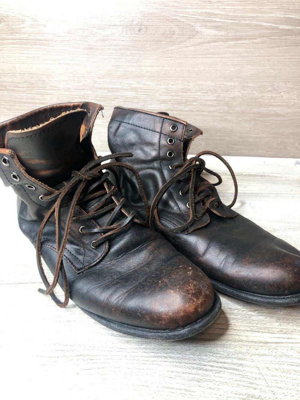 Frye Tyler Lace Up Ankle Boots Cognac Brown Leather Men Size 13D Made in Mexico
